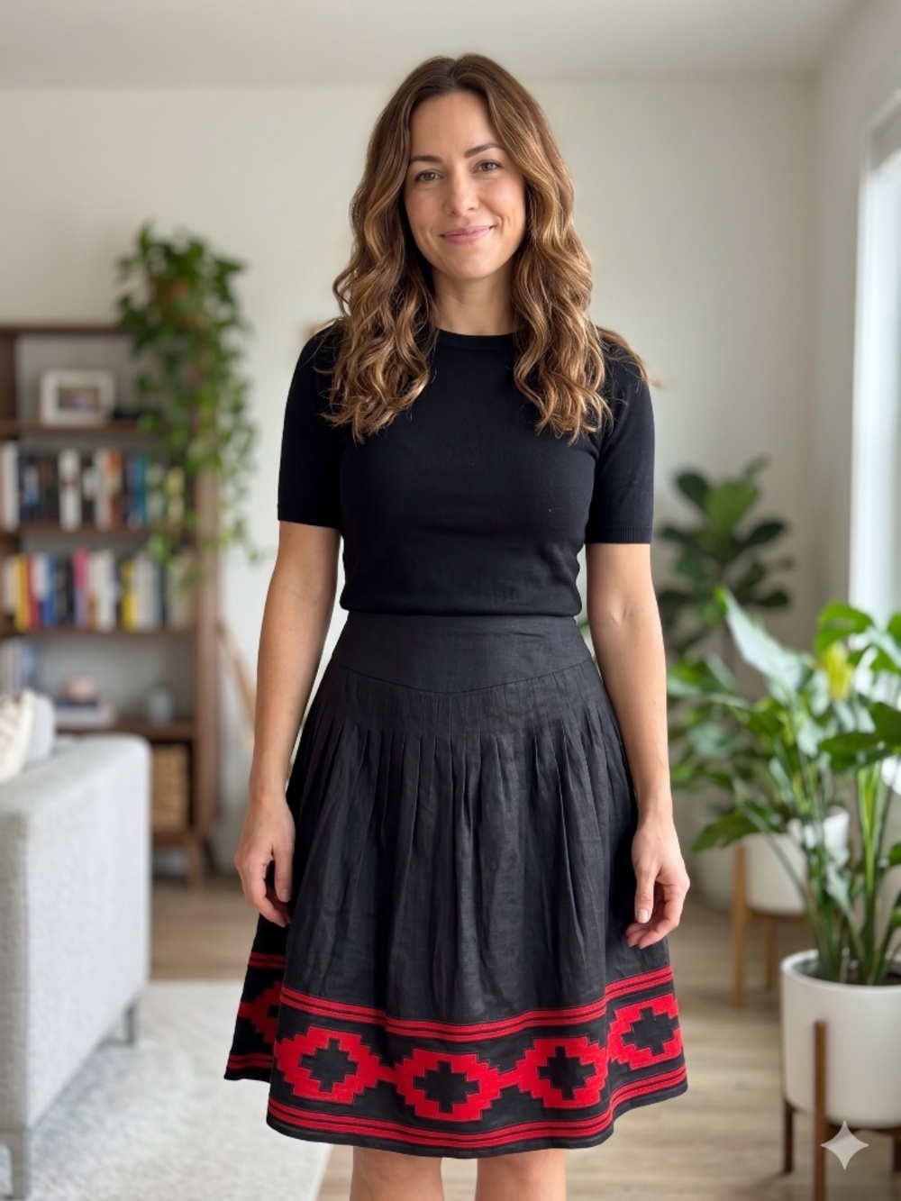 Lauren Ralph Lauren Embroidered Geometric Southwest A-Line Skirt